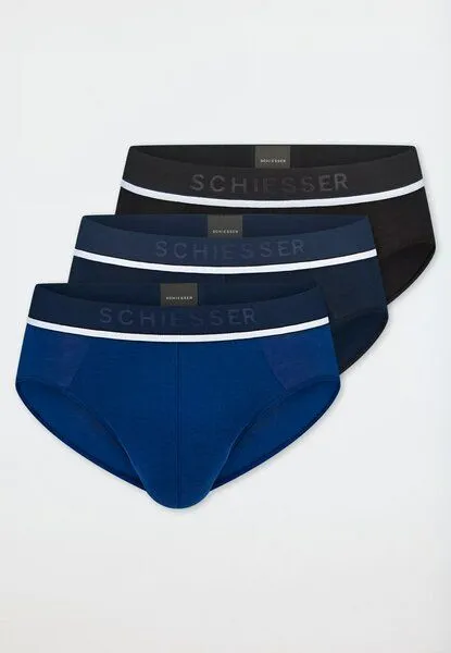 Schiesser Schiesser 3er Pack Herren Slips Webgummibund Biobaumwolle 95/5, Multicolour 2, – Produktbild 1 von 4