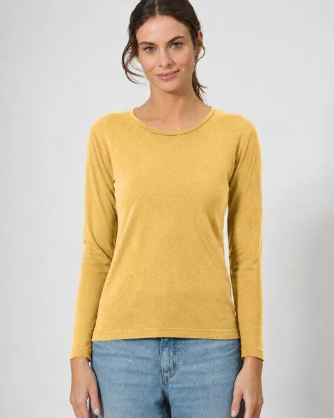 HempAge HempAge Langarmshirt Basic Hanf/Biobaumwolle, Dijon gelb, – Produktbild 1 von 3