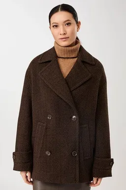 LangerChen LangerChen - Lange Jacke Cabanstyle in Fischgratmuster – Produktbild 1 von 1