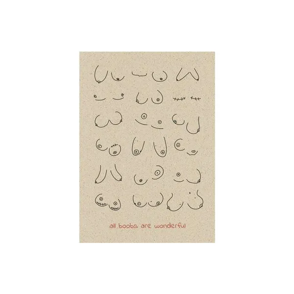 matabooks® matabooks® Nachhaltige A6 Postkarte aus Graspapier, All boobs, – Produktbild 1 von 1