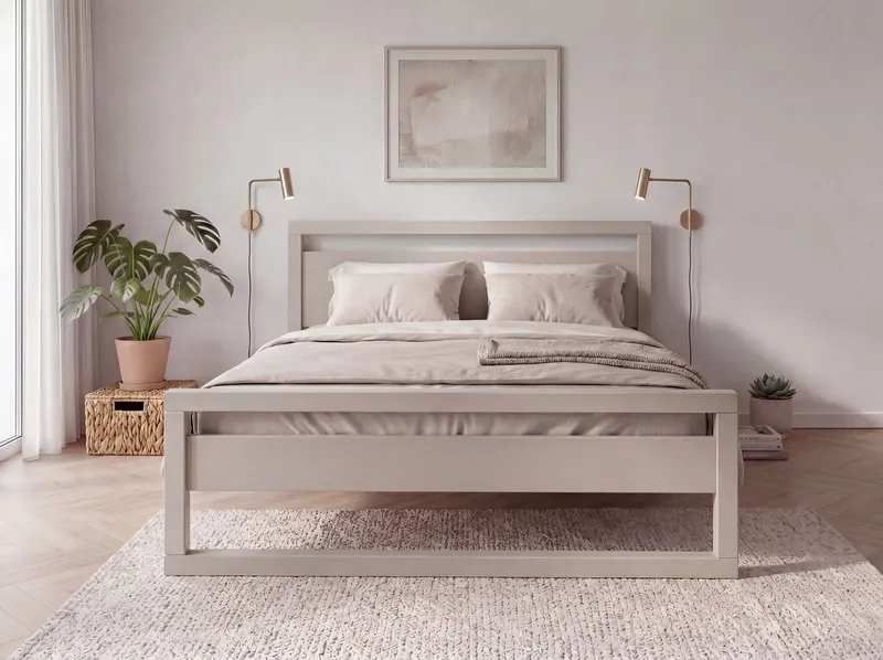 OTTO home Massivholzbett Wellow, Kaschmir-Beige, Kiefer, inklusive Lattenrost, Kufen (Liegefläche 140x200 cm), nordisch-modern, bis 180 kg belastbar, FSC® & Made in Europe, Beige, – Produktbild 3 von 5