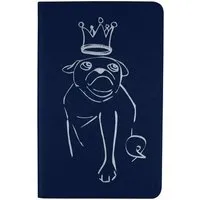 HANDGEDRUCKT HANDGEDRUCKT "Mops" Notizhefte ca. DIN A6, Blau / druckfarbe: silber, – Produktbild 1 von 1