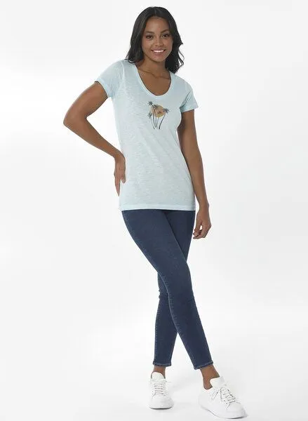 ORGANICATION ORGANICATION Cold Pigment Dyed T-Shirt aus Bio-Baumwolle mit Print, Blau(mint), – Produktbild 2 von 4