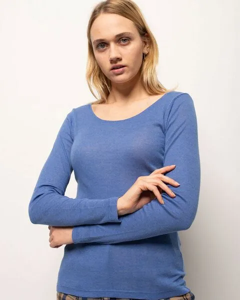 Alma & Lovis Alma & Lovis Ringel-Jerseyshirt aus Bio-Baumwolle | Melange Shirt, Blau, – Produktbild 2 von 4
