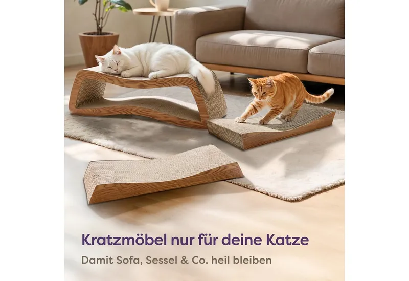 Knupis Kratzbrett Knupis Kratzmöbel Mountain – 3-teilig XXL 75cm Kratzfest FSC, (Set, 3-tlg., 3-teiliges Kratzbrett-Set), Krallenpflege – Bis zu 2 Jahre Kratzspaß – Platzsparend – FSC-Siegel, Braun, – Produktbild 5 von 5