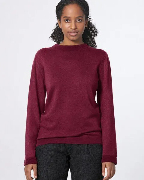 HempAge HempAge Warmer Wollpullover Wolle/Hanf/Biobaumwolle, Rioja(rot), – Produktbild 2 von 4