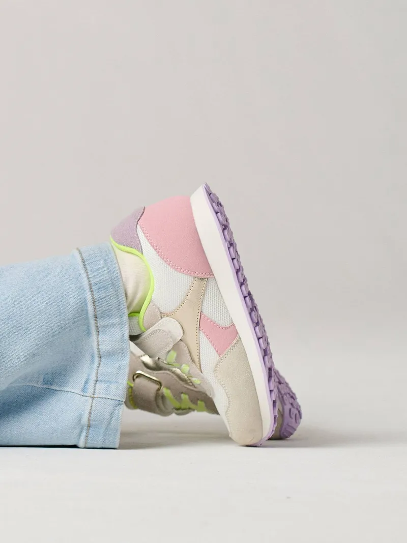 Vertbaudet Mädchen Sneakers mit Klettverschluss und Schnürung, Set rosa, – Produktbild 1 von 4