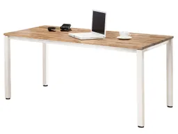 Memo Schreibtisch "Pureness" höheneinstellbar, 160 x 80 cm, weiß, Eiche geölt – Produktbild 1 von 1