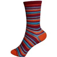 Leela Cotton Leela Cotton Kids Socken Bio Baumwolle Elasthan, Orange-bordeaux geringelt, – Produktbild 1 von 1