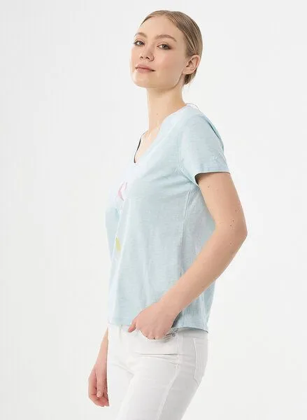 ORGANICATION ORGANICATION T-Shirt aus Bio-Baumwolle mit Fisch-Print, Light blue, – Produktbild 4 von 4