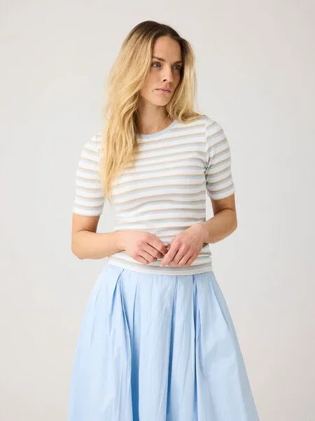 KnowledgeCotton Apparel KnowledgeCotton Apparel T-Shirt - Rib t-shirt - aus Bio-Baumwolle, Blau (multi-color-stripe), – Produktbild 1 von 4