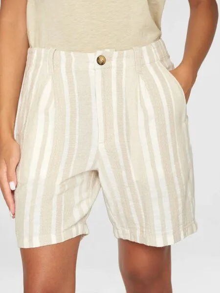 KnowledgeCotton Apparel KnowledgeCotton Apparel Posey Woven Shorts - beige stripe, Natural, – Produktbild 1 von 4