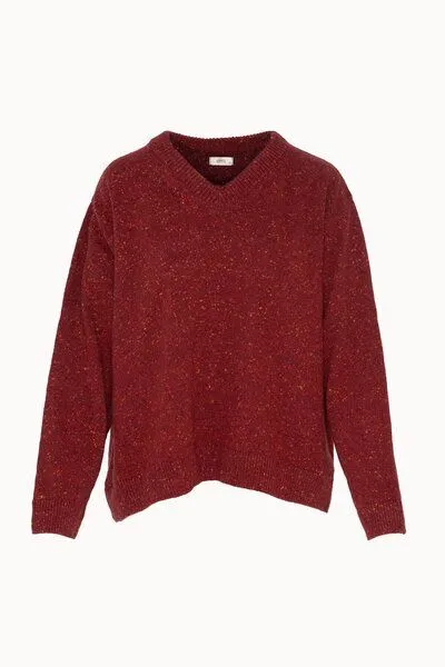 Kopyto Kopyto Panther – Damenpullover aus Wolle mit Kaschmiranteil und V-Ausschnitt, Rot, – Produktbild 1 von 4