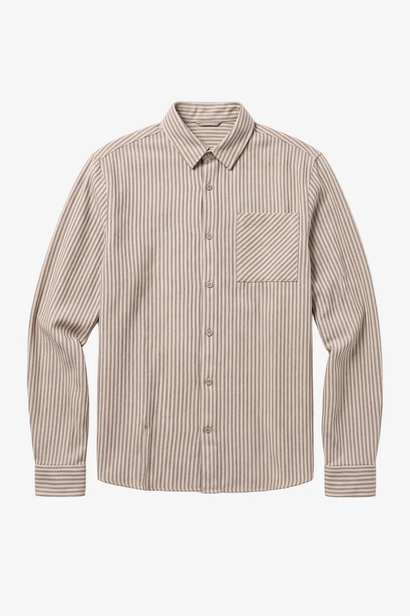 KnowledgeCotton Apparel KnowledgeCotton Apparel Herren vegan Hemd Dune Regular Streifen Braun Kariert, Braun, – Produktbild 1 von 2