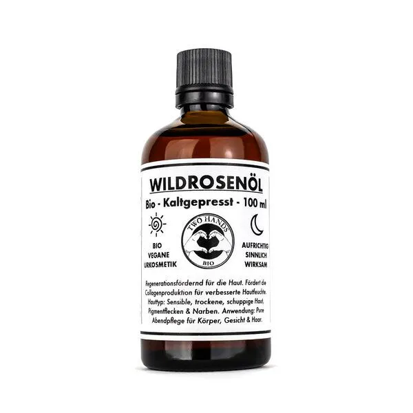 Two Hands BIO Two Hands BIO Wildrosenöl - Kaltgepresst - Hagebuttenkernöl - 100 ml – Produktbild 1 von 2