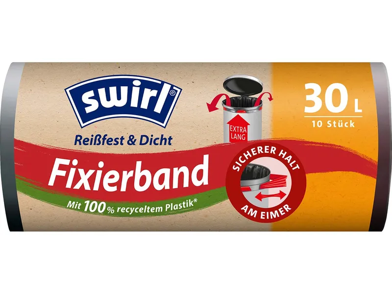 Swirl Swirl Müllbeutel mit Fixierband, reißfest & dicht, 30 l, 10 Stk. – Produktbild 1 von 6