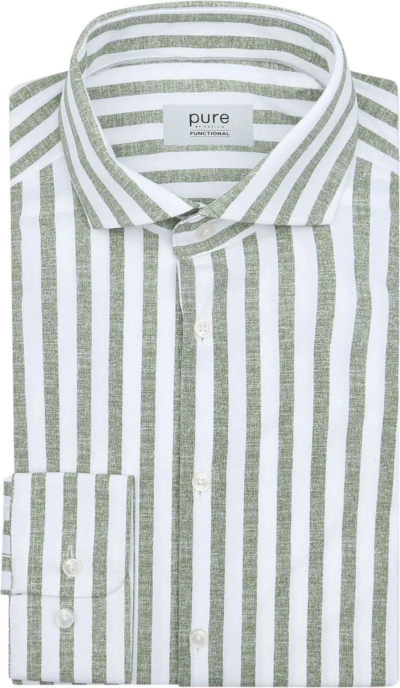 Pure Pure Shirt Linen Optics Stripe Grün - Größe 39 (M), Grün, – Produktbild 1 von 3