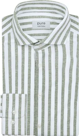 Pure Pure Shirt Linen Optics Stripe Grün - Größe 43 (XL) – Produktbild 1 von 1