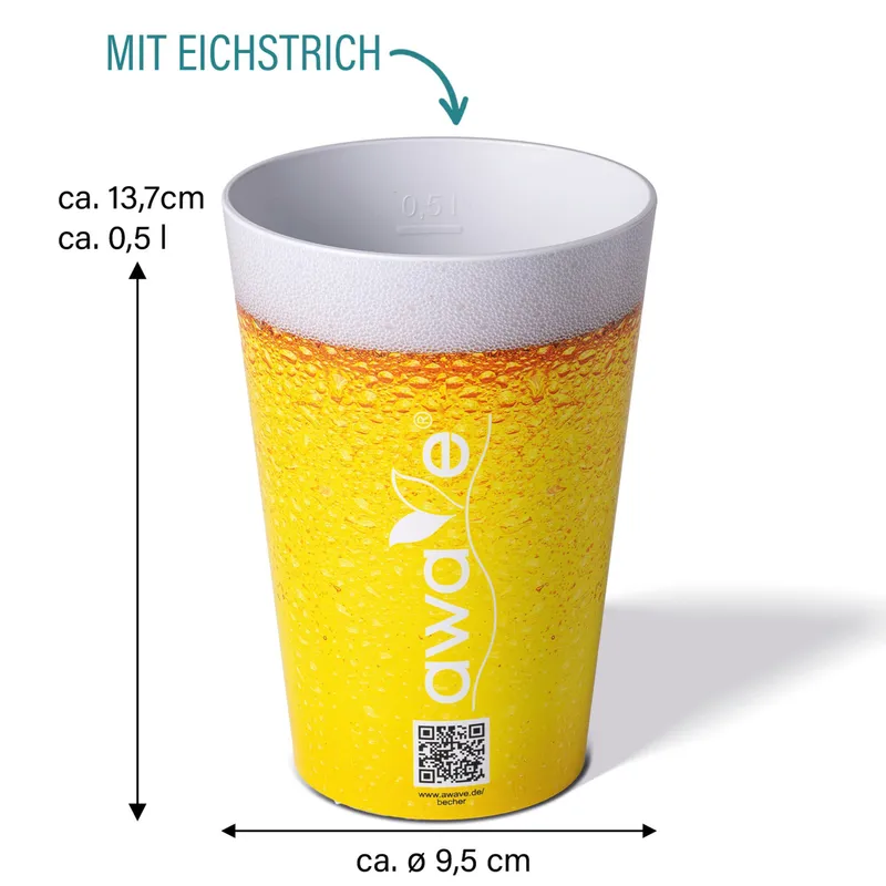 AWAVE Trinkbecher 500 ml rPET Set 4-teilig, mit Eichstrich – Produktbild 4 von 4