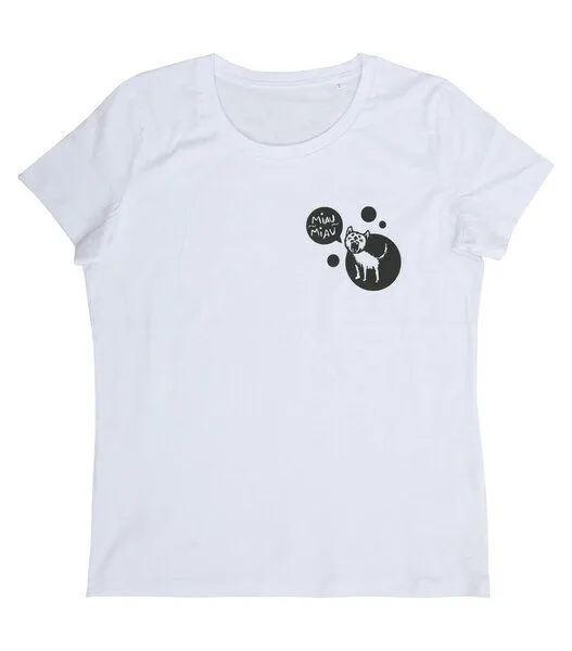 päfjes päfjes Miau Miau Katze - Damen Shirt - fair gehandelt - Bio - White – Produktbild 2 von 4