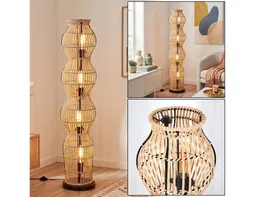 hofstein Stehlampe Stehlampe im skandinavischen Design mit Schirm aus Bambus in Natur, ohne Leuchtmittel, Stehleuchte im Boho-Style mit Lichteffekt und Fußschalter, E27, 110 cm – Produktbild 1 von 1