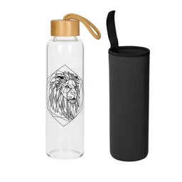 elasto elasto Glasflasche 550 ml mit Bambusdeckel - Trinkflasche mit Schutzhülle – Produktbild 1 von 1