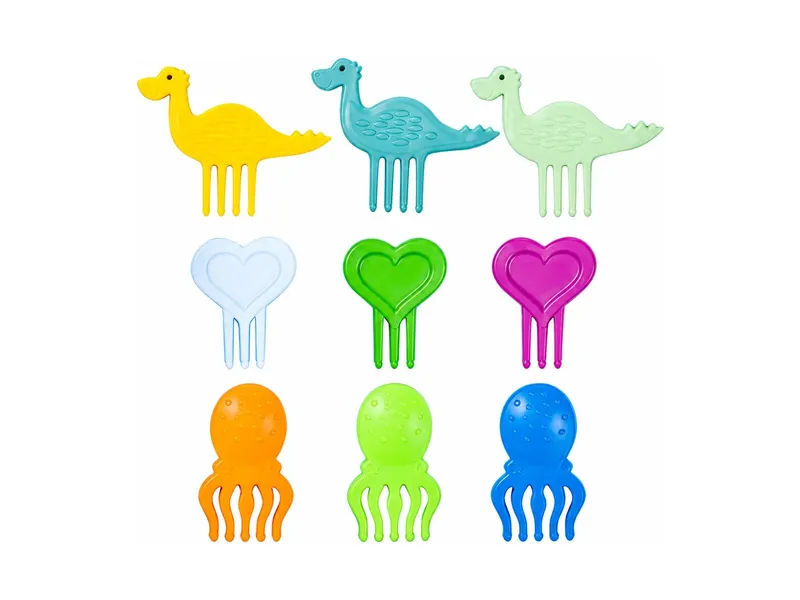 Pieksi und Griffel Snack Piekser 9er Set Dino, Herz und Oktopus, Mehrfarbig, – Produktbild 2 von 3