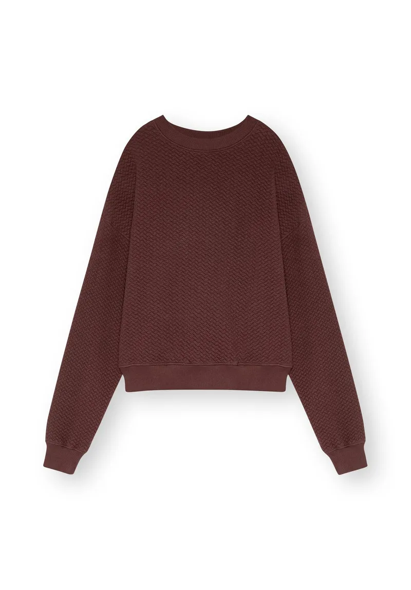 THOKKTHOKK ThokkThokk Damen vegan Sweater Structured Deepmahogany, Dunkelrot, – Produktbild 1 von 2