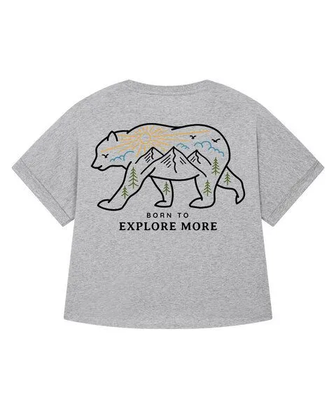 watapparel watapparel Oversize T-Shirt Frauen Born to explore more, Heather grey, – Produktbild 2 von 2