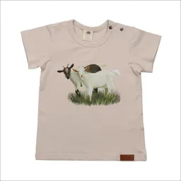 Walkiddy Kinder T-Shirt GOTS zertifiziert – Creme mit Ziegenmotiv, Kurzarm, weich & bequem | von Walkiddy – Produktbild 1 von 1