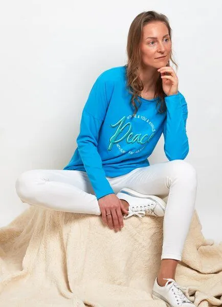 SPARKLES OF LIGHT SPARKLES OF LIGHT Yoga Shirt | PEACE WITH ME & YOU, Blau, – Produktbild 1 von 2