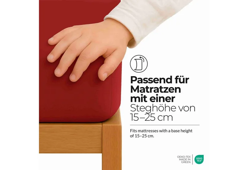 etérea Himmlische Qualität Spannbettlaken etérea Comfort Jersey Spannbettlaken, Jersey, Gummizug: rundum, (1 Stück), Rot, – Produktbild 3 von 5