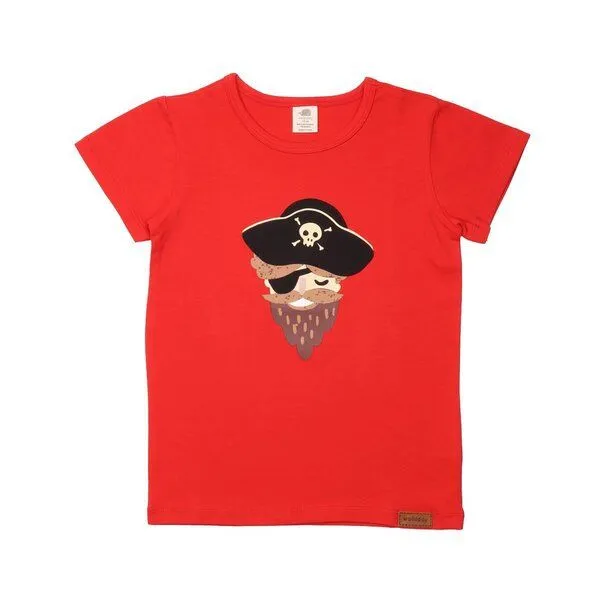 Walkiddy Baby T-Shirt – Rot mit Piratenschiff-Motiv, Kurzarm, weich & bequem | von Walkiddy – Produktbild 1 von 1
