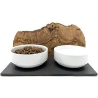 Olivenholz erleben Olivenholz erleben Futterstation "Cats only" DUO MOUNTAIN oder TRIO MOUNTAIN mit Olivenholzwand als Spritzschutz – Produktbild 1 von 2
