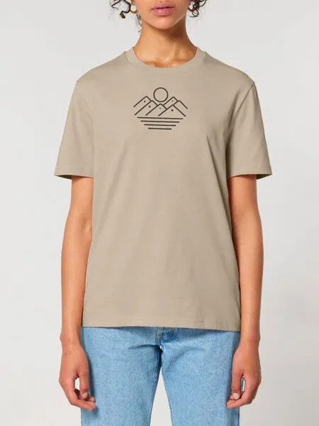 Human Family Human Family Bio Unisex Rundhals T-Shirt "Mountain Silhouette", Sand, – Produktbild 1 von 3