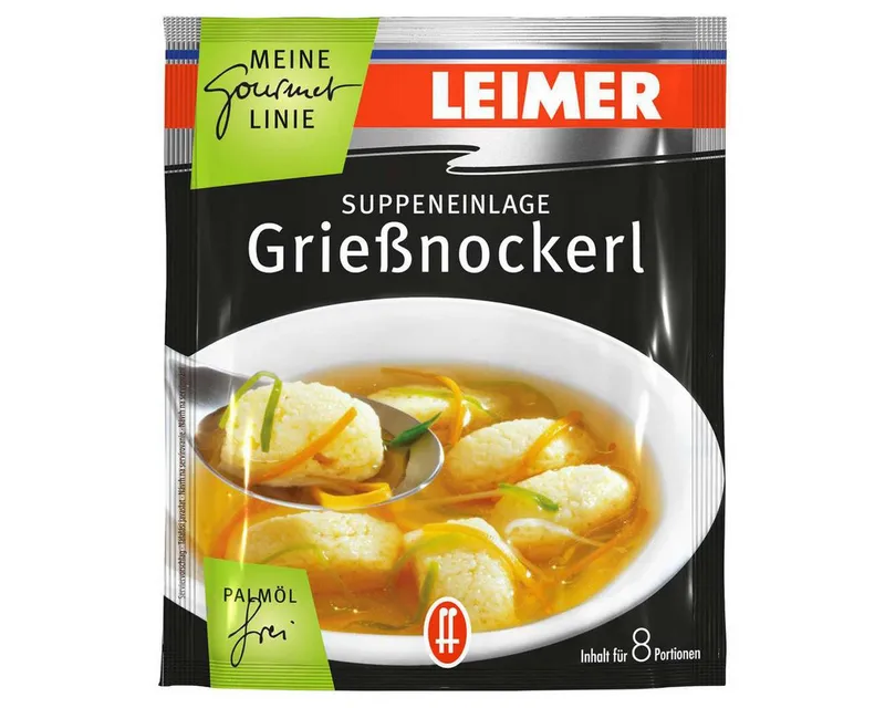 Leimer Leimer Fertiggericht, Leimer Grießnockerl beliebte Suppeneinlage für 8 Portionen 100g – Produktbild 1 von 2