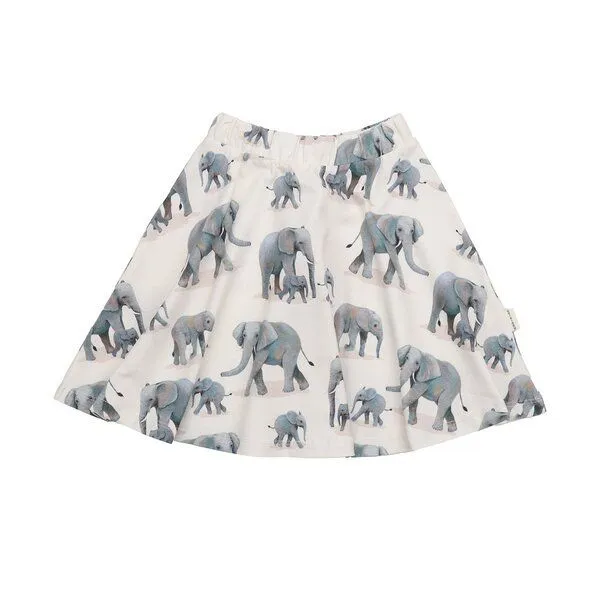 Walkiddy Walkiddy Kinderrock GOTS zertifiziert, Bio-Baumwolle, creme, Elefanten-Muster, weich, elastischer Bund, Blau, – Produktbild 1 von 3