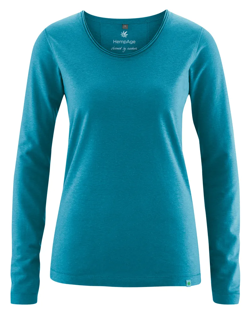 HempAge HempAge Damen vegan Langarmshirt Lagoon Blau, Blau, – Produktbild 1 von 2