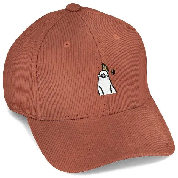 LIGARTI Bestickte Cord Cap – Heidi der Nymphensittich – LIGARTI Tiermanufaktur, Terracotta, – Produktbild 1 von 4
