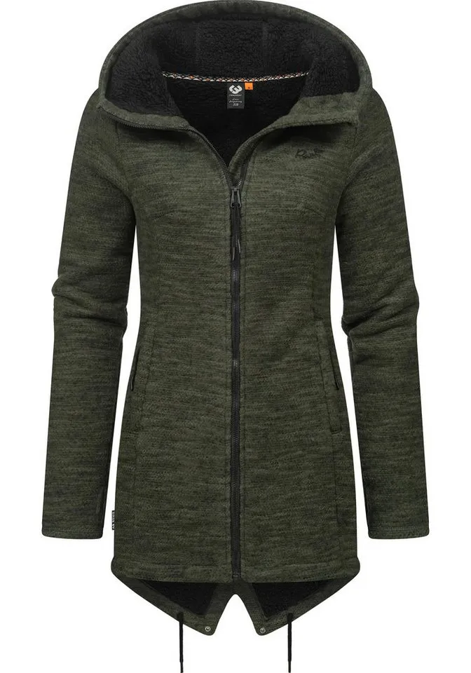 ragwear ragwear Kapuzenstrickjacke Wingi Melange Sportliche Kapuzenjacke mit Teddy-Kunstfell, Grün, – Produktbild 2 von 4