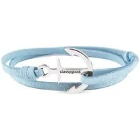 Classygood. Classygood. Anker Armband Edelstahl - Silber - Alcantara-Leder Band, Hellblau, – Produktbild 1 von 1