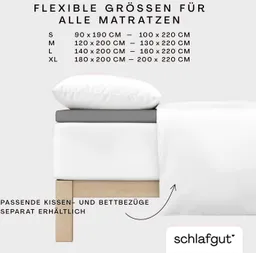 Schlafgut Schlafgut Spannbettlaken PURE TOPPER Bio-Baumwolle mit Elasthan 170 g/m² für Topper bis 10 cm, Jersey-Elasthan, Gummizug: rundum, (1 Stück), PREMIUM Laken für Matratzen bis 10 cm Höhe, dehnbar, blickdicht – Produktbild 1 von 1