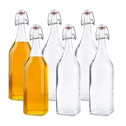 mikken mikken 6er Set Glasflasche eckig mit Bügelverschluss 1000 ml Bügelflasche – Produktbild 1 von 1