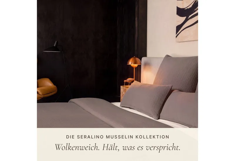Seralino Kissenbezüge 2er Set aus Musselin (100% Bio Baumwolle) blickdicht, weich, (2 Stück), besonders weich, bügelfrei, formstabil, verdeckter Reißverschluss, Grau, – Produktbild 3 von 5
