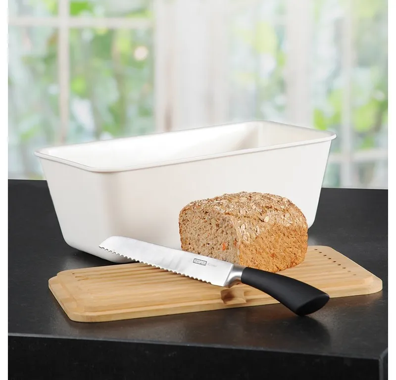 Kesper Kesper Brotkasten Brotbox, Bambus, Melamin, (1-tlg), mit Deckel als Schneidbrett, Weiß, – Produktbild 1 von 3