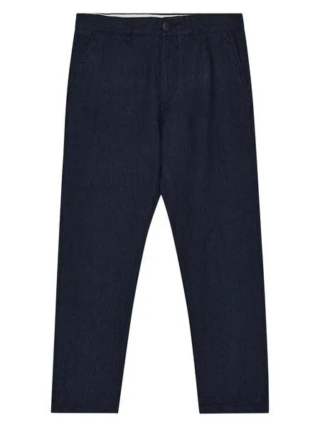 KnowledgeCotton Apparel KnowledgeCotton Apparel Chinohose CHUCK aus Bio-Leinen, Blau (yarndyed total eclipse), – Produktbild 2 von 3