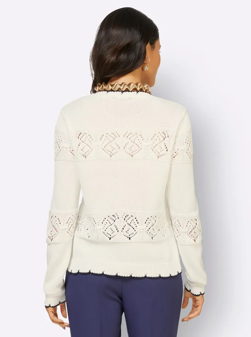 Witt Ajourstrickjacke, Ecru, – Produktbild 2 von 2