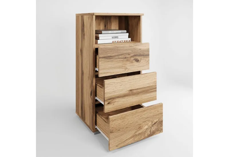 OTTO home Mehrzweckschrank Paris mit 3 Schubkästen (Breite 40 cm), Braun, – Produktbild 4 von 5