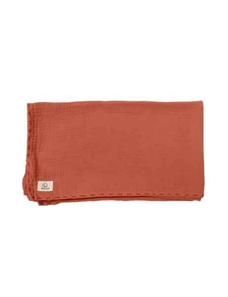 Mababu Mababu Musselin Stilltuch, Krabbeldecke, Pucktuch 100x100 cm, Rust, – Produktbild 3 von 4