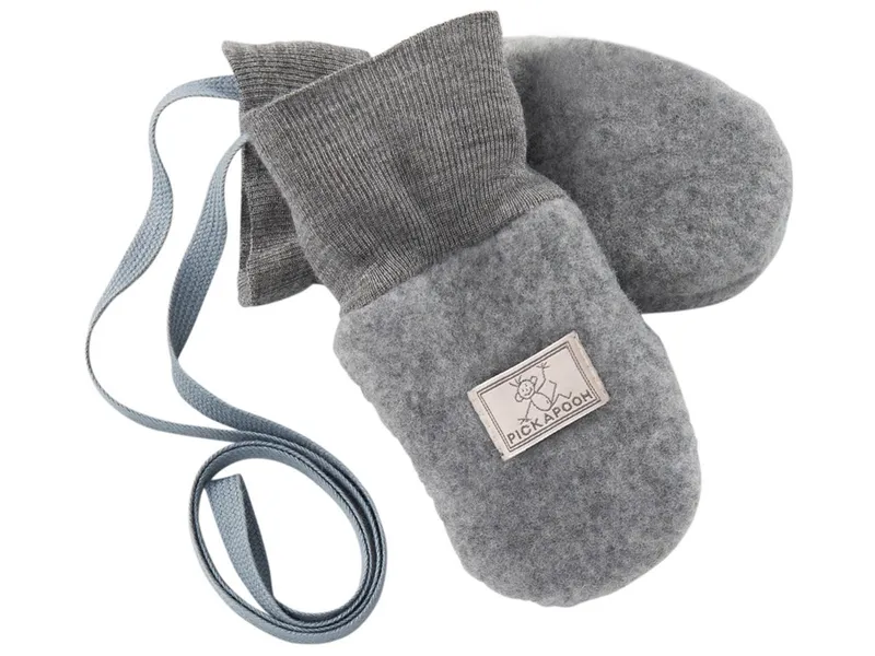 Pickapooh Pickapooh Baby und Kinder Fäustlinge Bio-Schurwolle Fleece dunkelgrau (bis 9 Monate), Grau, – Produktbild 1 von 1